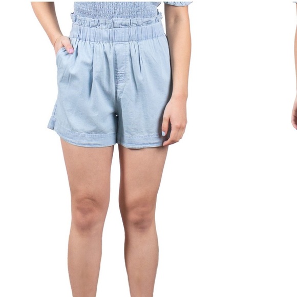 Mauby Paperbag Waist Light Blue Shorts - Picture 1 of 10